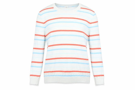 Front view of Gap women’s multicoloured striped jumper, size XS