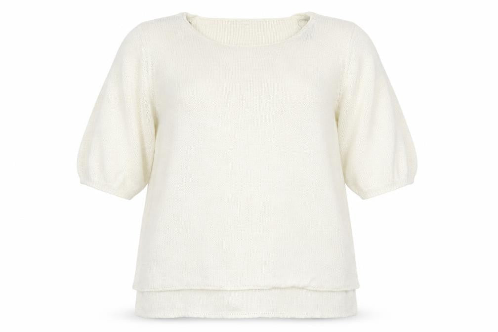 Front view of rogers+rogers women’s white jumper, size UK 20