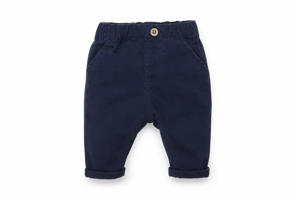 Front view of Next Baby Blue Cropped Trousers, size 0-3, Months