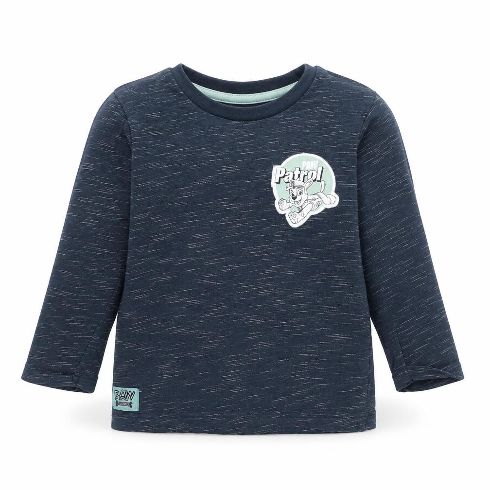 Front view of George boys’ blue herringbone basic t-shirt, size 2, years - paw patrol