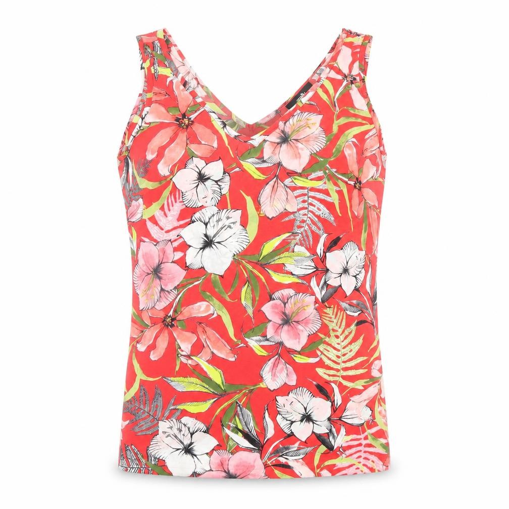 Front view of Wallis women’s red floral basic tank, size UK 10