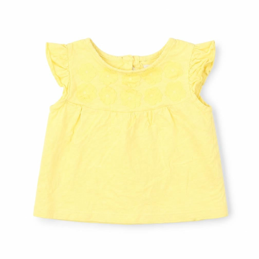 Front view of F&F girls’ yellow basic blouse, size 0-3, months
