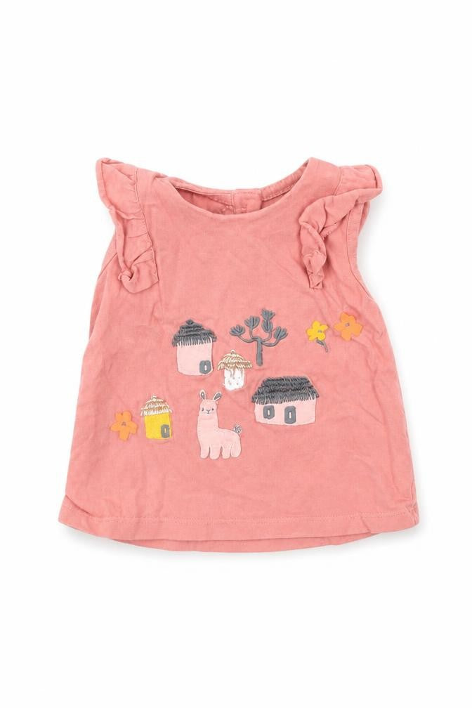 Front view of Marks & Spencer girls’ pink basic blouse, size 0-3, months