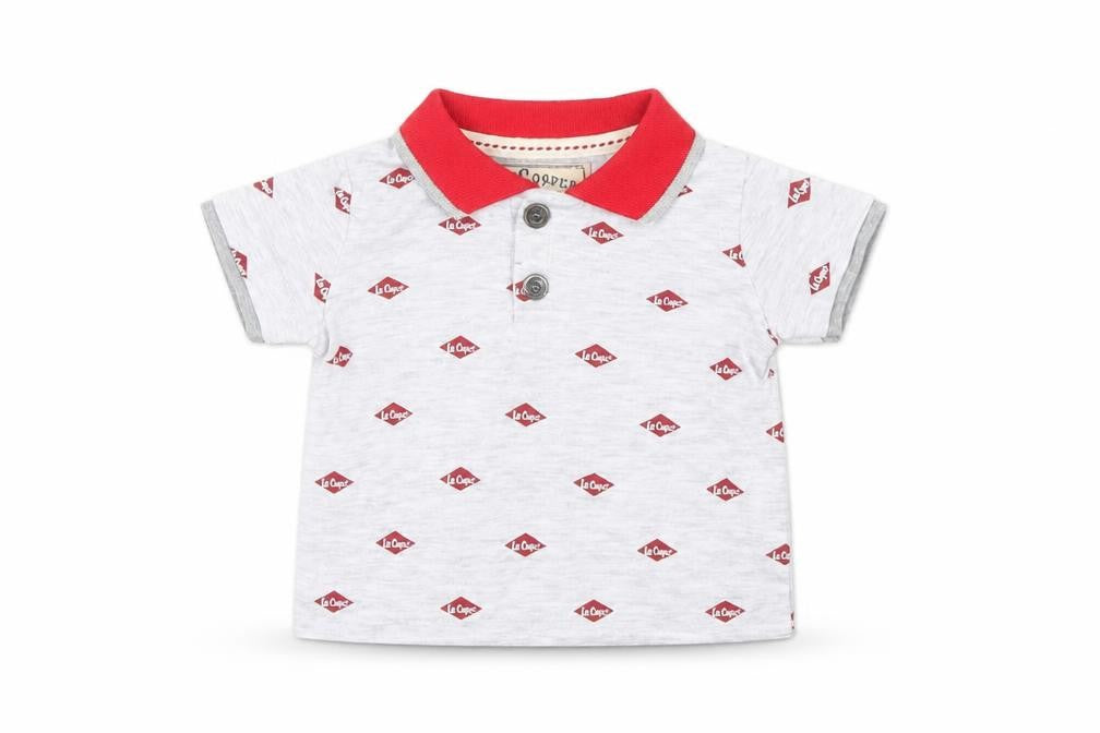 Front view of Lee Cooper Baby Grey Spotted Basic Polo, size 3-6, Months