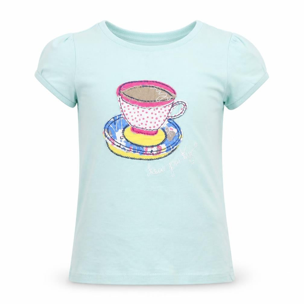Front view of Gap girls’ green basic t-shirt, size 5, years