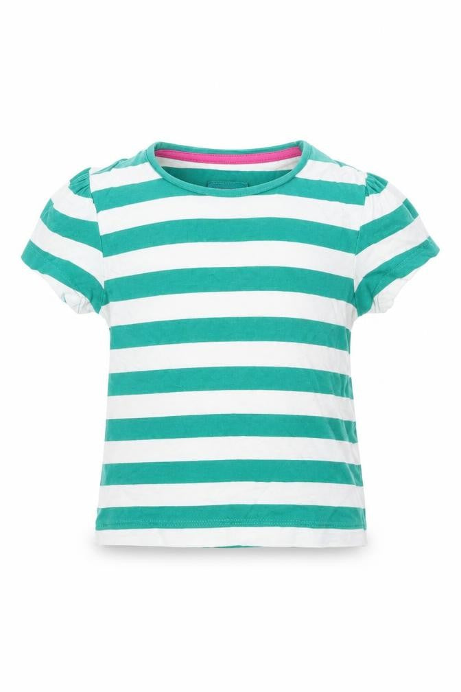 Front view of Tu girls’ green striped basic t-shirt, size 2, years