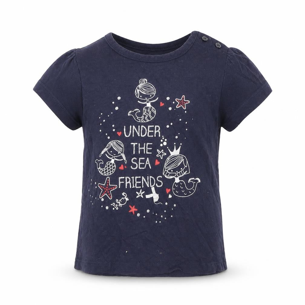 Front view of Losan girls’ blue basic t-shirt, size 18-24, months