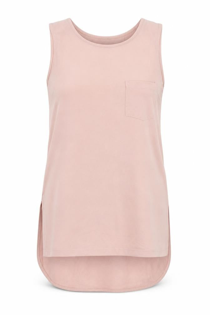 Front view of Peacocks women’s pink basic tank, size UK 10