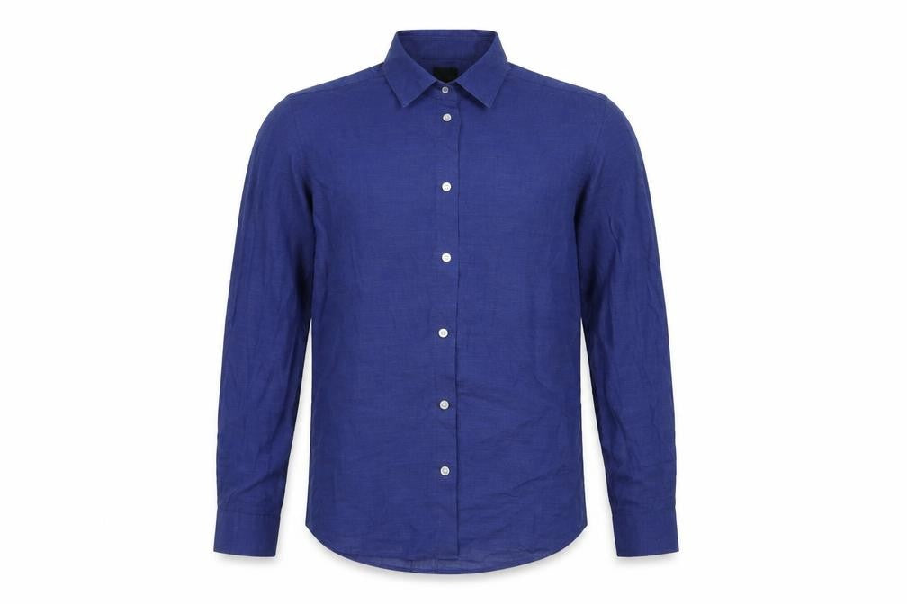 Front view of H&M men’s black button-up, size M