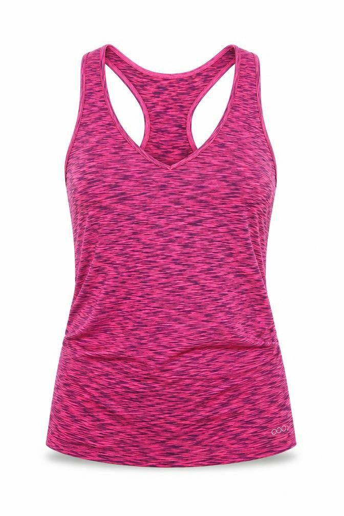 Front view of Papaya women’s pink jersey basic tank, size M