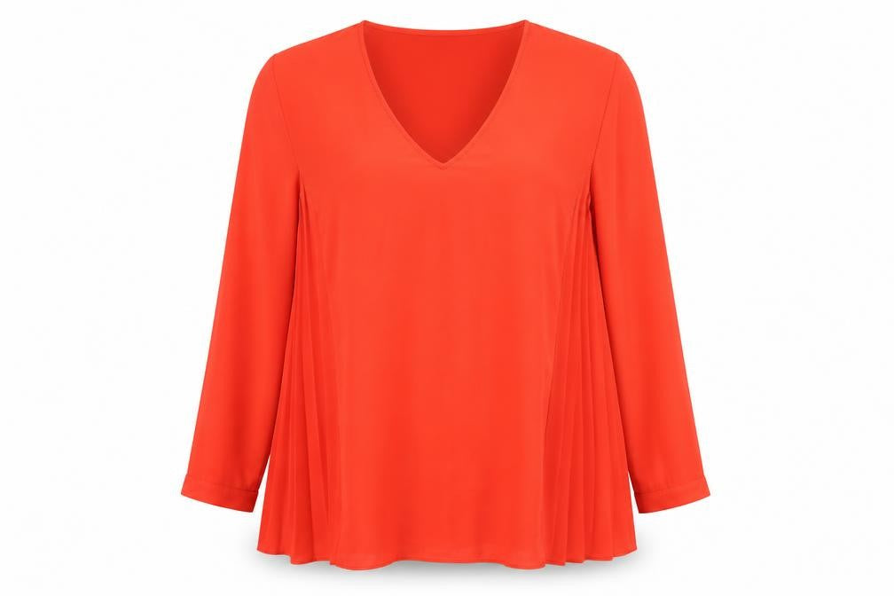 Front view of Matalan women’s red basic blouse, size UK 12