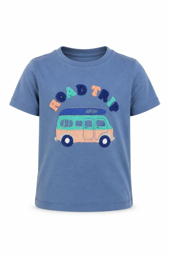 Front view of Marks & Spencer boys’ blue basic t-shirt, size 2, years