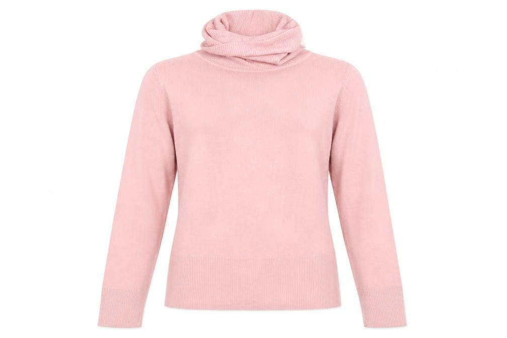 Front view of Dorothy Perkins women’s pink knit jumper, size UK 12