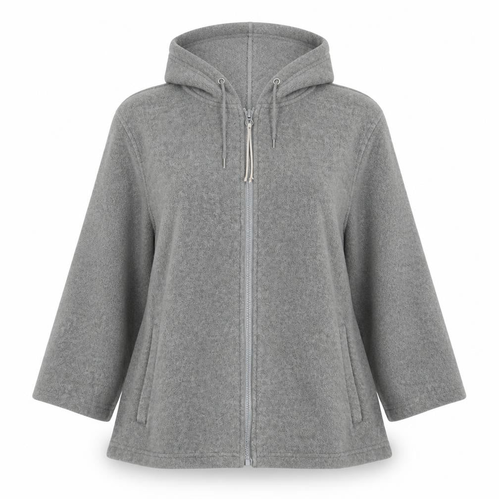 Front view of Bonmarché women’s grey full zip jumper, size L