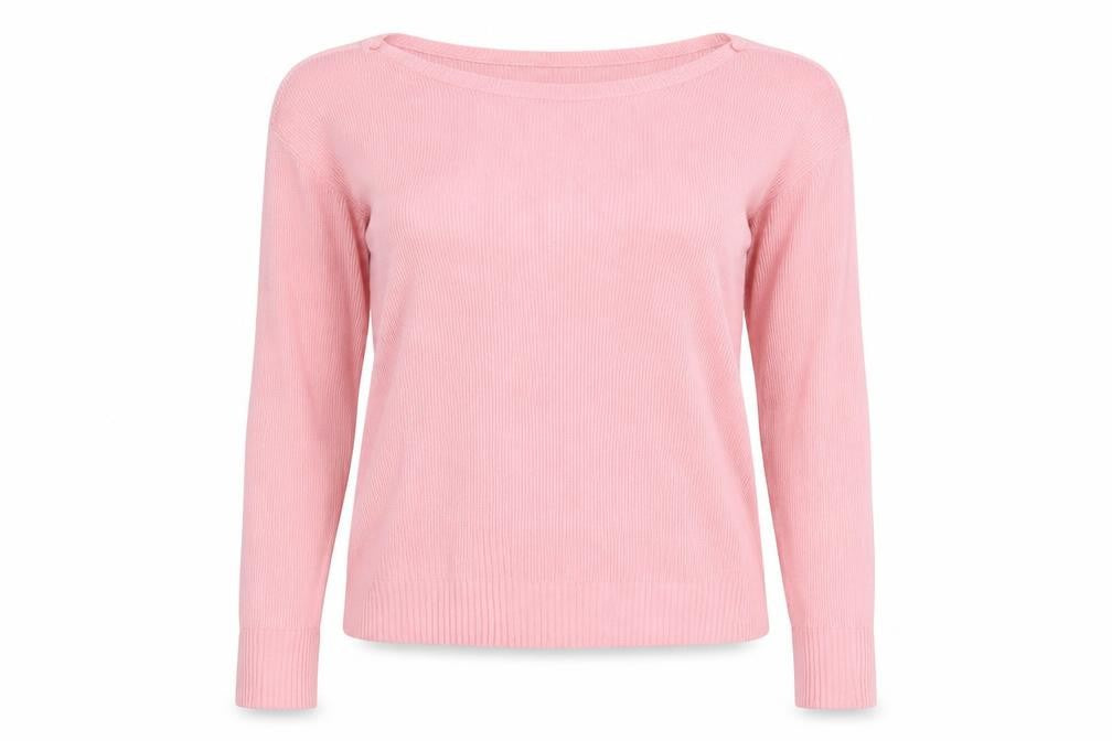 Front view of PRETTYLITTLETHING women’s pink knit jumper, size M