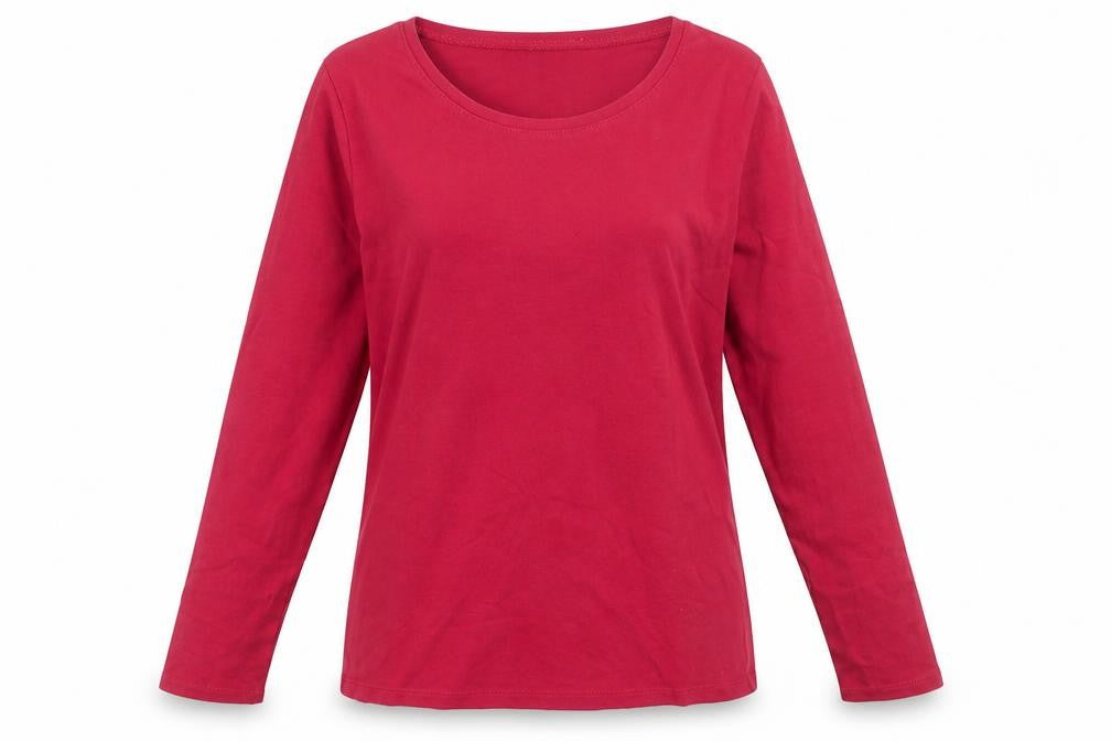 Front view of intuition women’s red basic t-shirt, size UK 10