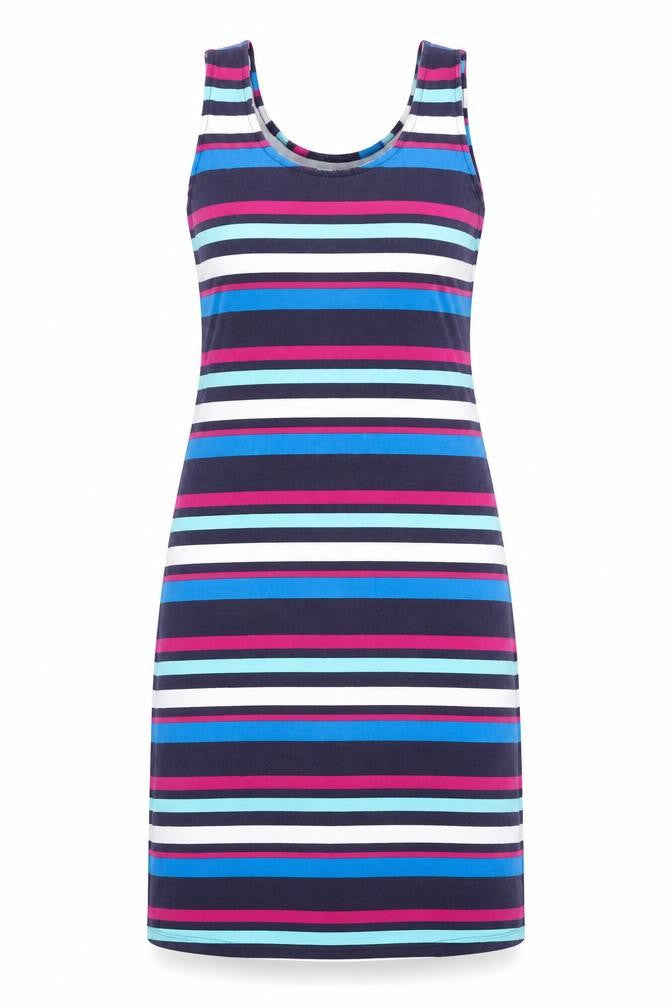 Front view of Studio women’s multicoloured striped fit & flare, size UK 12