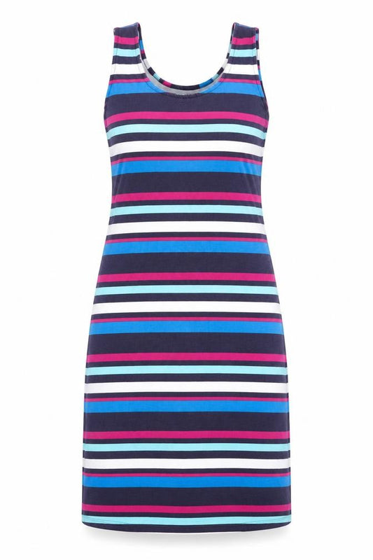 Front view of Studio women’s multicoloured striped fit & flare, size UK 12