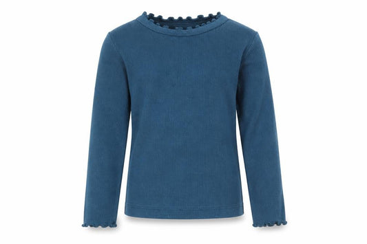 Front view of John Lewis girls’ blue basic t-shirt, size 2, years
