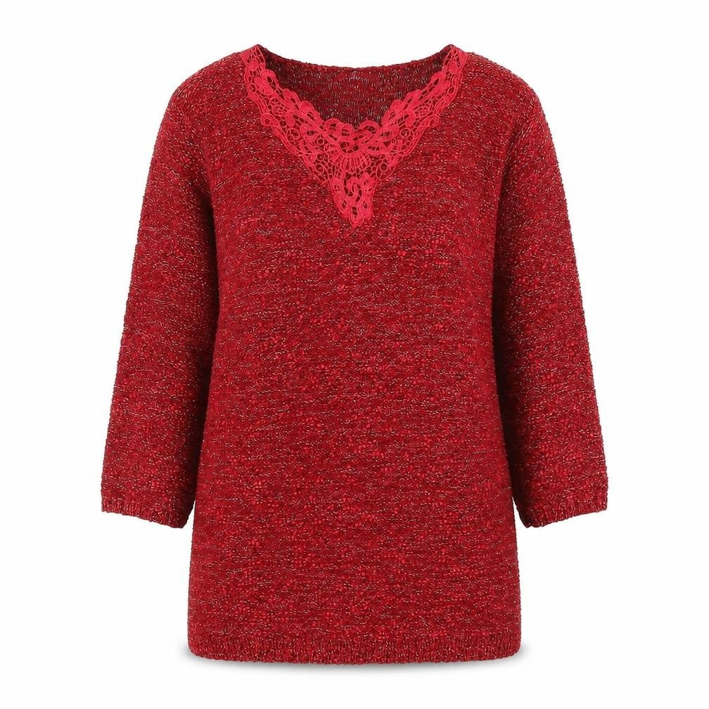Front view of Bonmarché women’s red knit jumper, size L