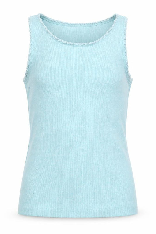 Front view of Next girls’ blue basic tank, size 11, years