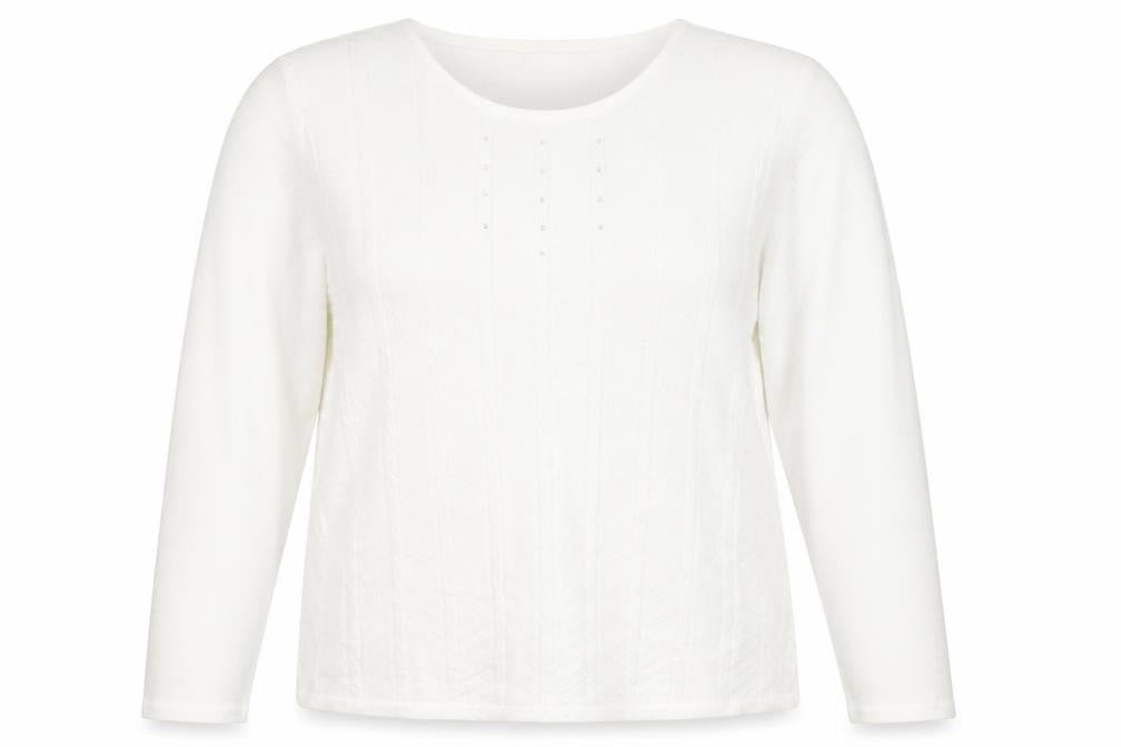Front view of ANNA ROSE women’s white jumper, size 2XL