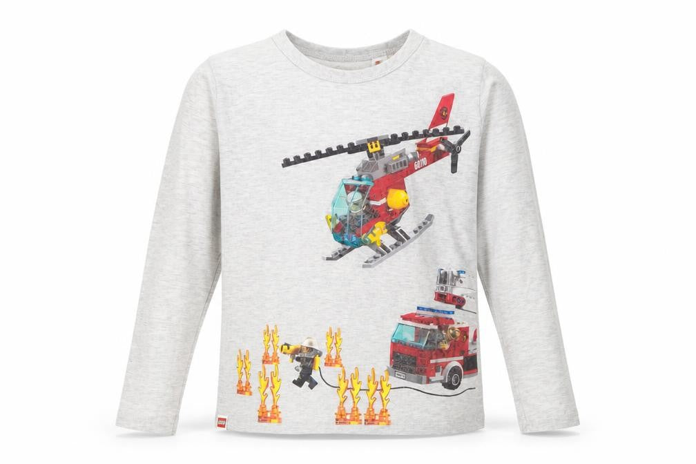 Front view of H&M boys’ grey geometric basic t-shirt, size 9, years