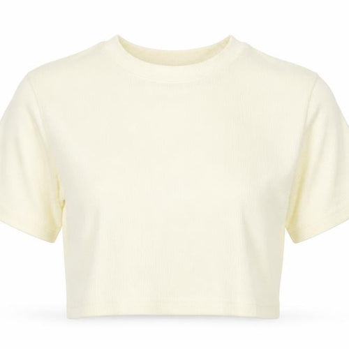 Nasty Gal Womens Yellow   Cropped T-Shirt Size 8