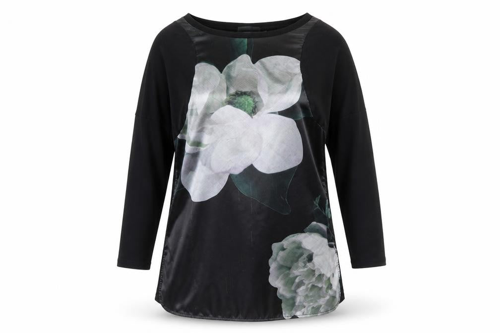 Front view of Cherry Couture women’s black basic t-shirt, size UK 6
