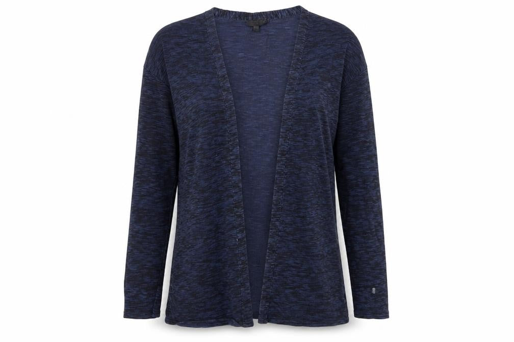 Front view of Topshop women’s blue shrug jumper, size UK 12