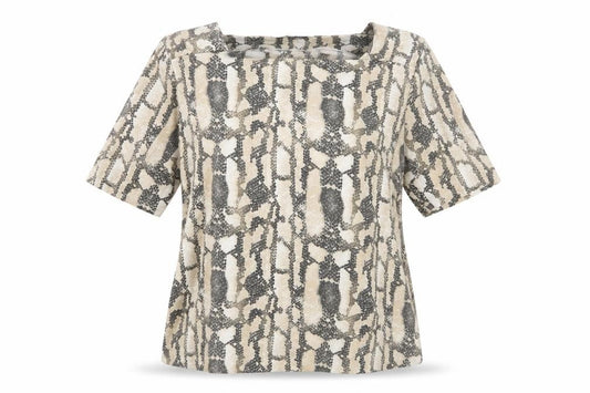Front view of Next women’s brown animal print basic t-shirt, size UK 14