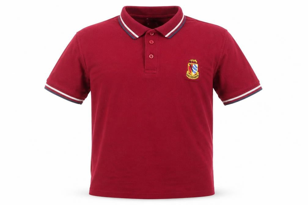 Front view of Unitex Schoolwear boys’ red basic polo, size M