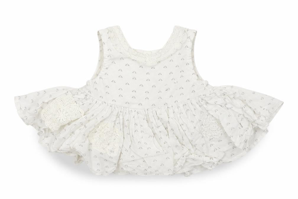 Front view of Next girls’ white floral basic blouse, size 3-6, months