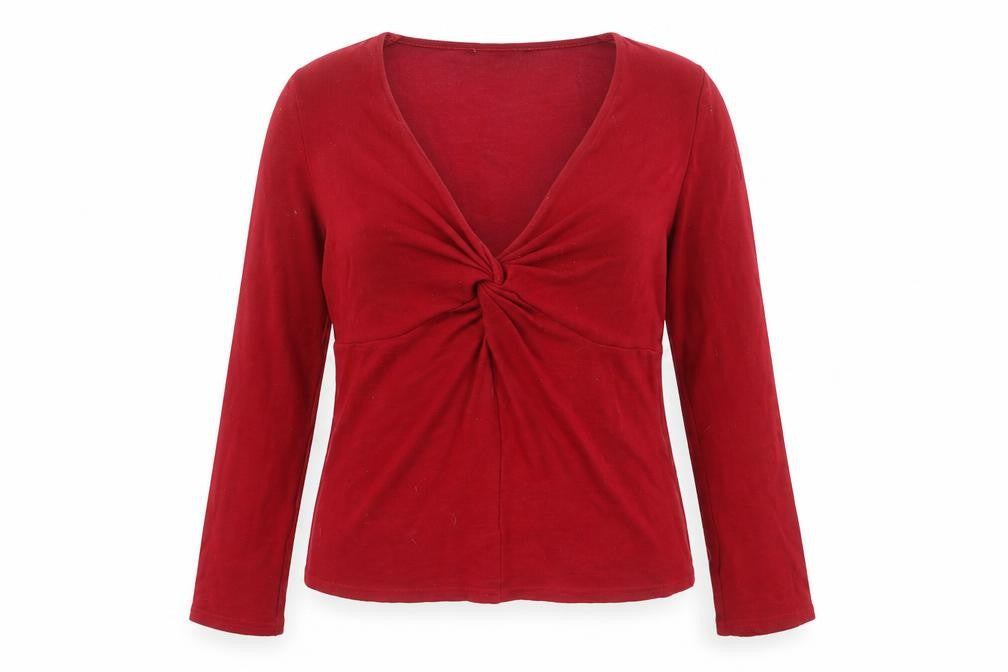 Front view of Canvas women’s red jumper, size UK 16