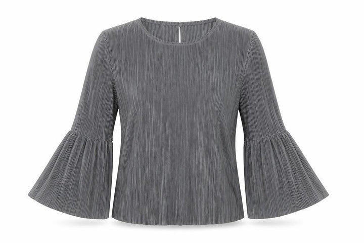 Mango Womens Grey Basic Blouse Size S - pleated
