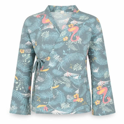 SheIn Womens Gold Floral  Wrap Blouse Size S  - Tropical print