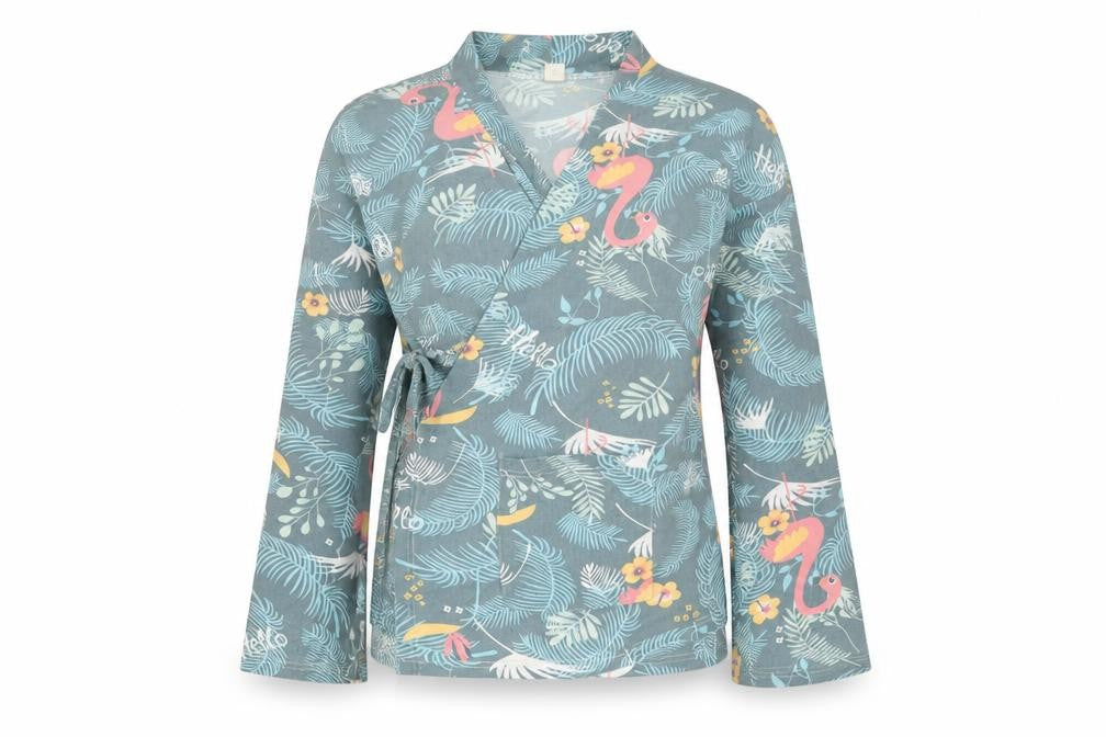 SheIn Womens Gold Floral  Wrap Blouse Size S  - Tropical print