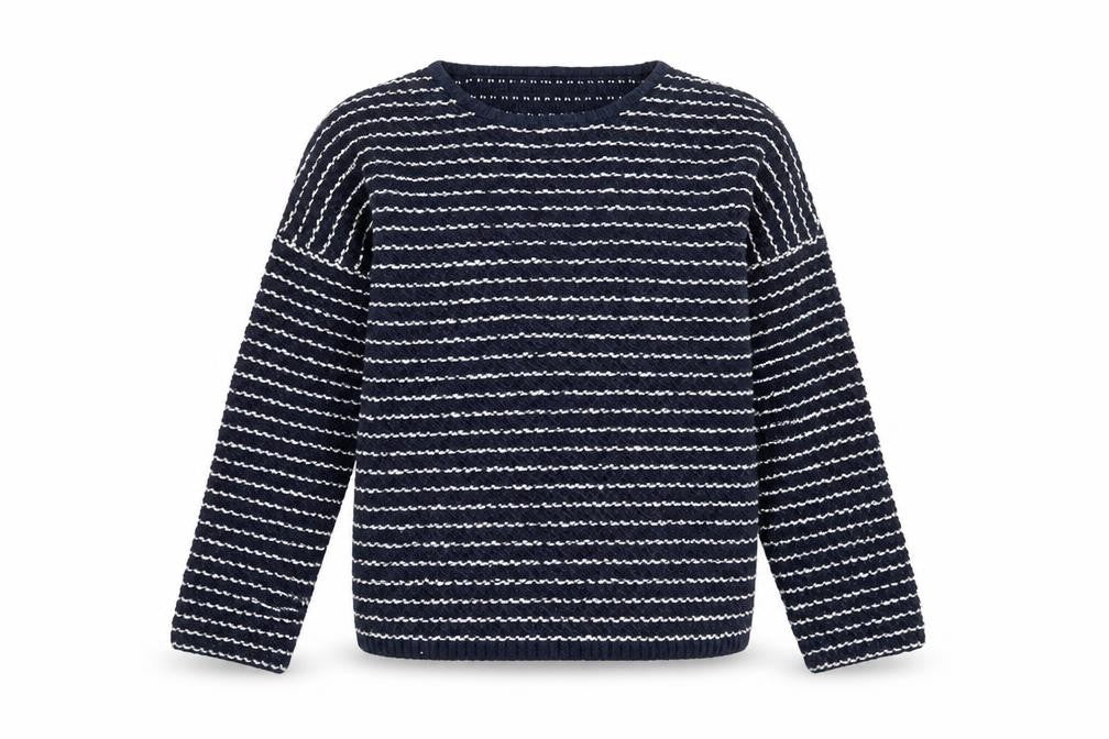 F&F Girls Blue Striped Knit Pullover Jumper Size 12-13 Years