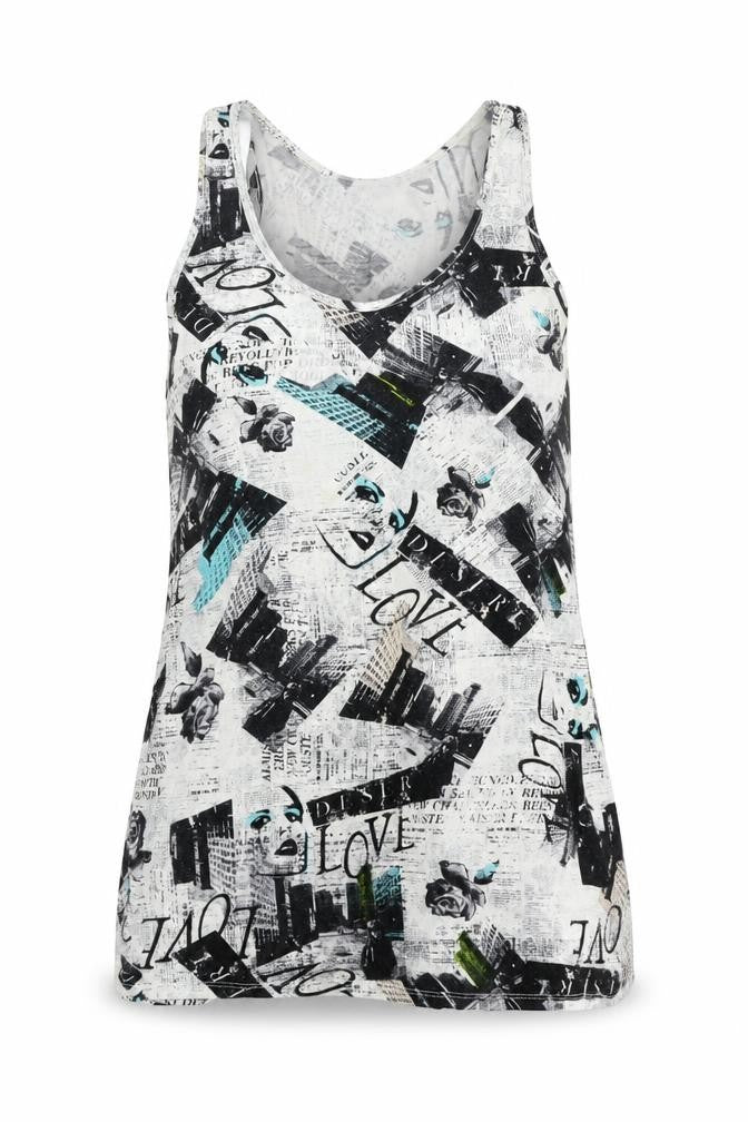 Front view of H&M women’s multicoloured basic tank, size UK 8