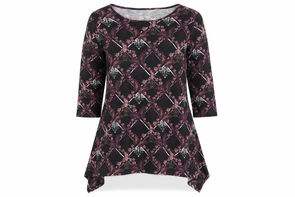 Front view of Samya women’s multicoloured floral basic t-shirt, size UK 16