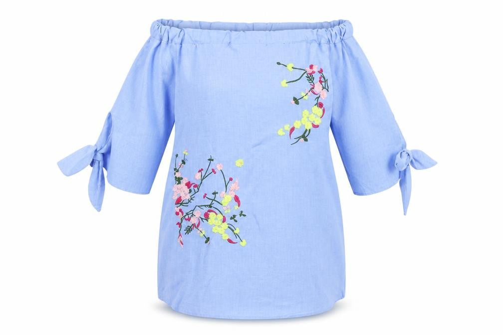 Front view of Quiz women’s blue mini, size UK 12