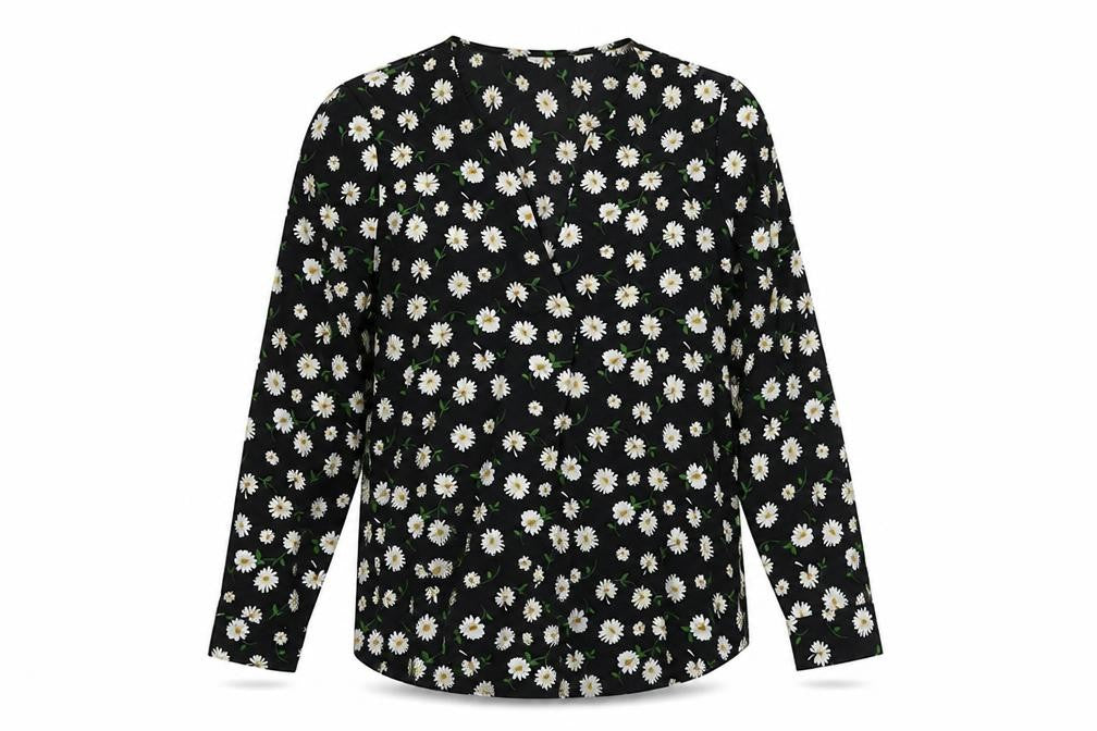 Front view of Jaqueline de Young women’s multicoloured floral basic blouse, size UK 10