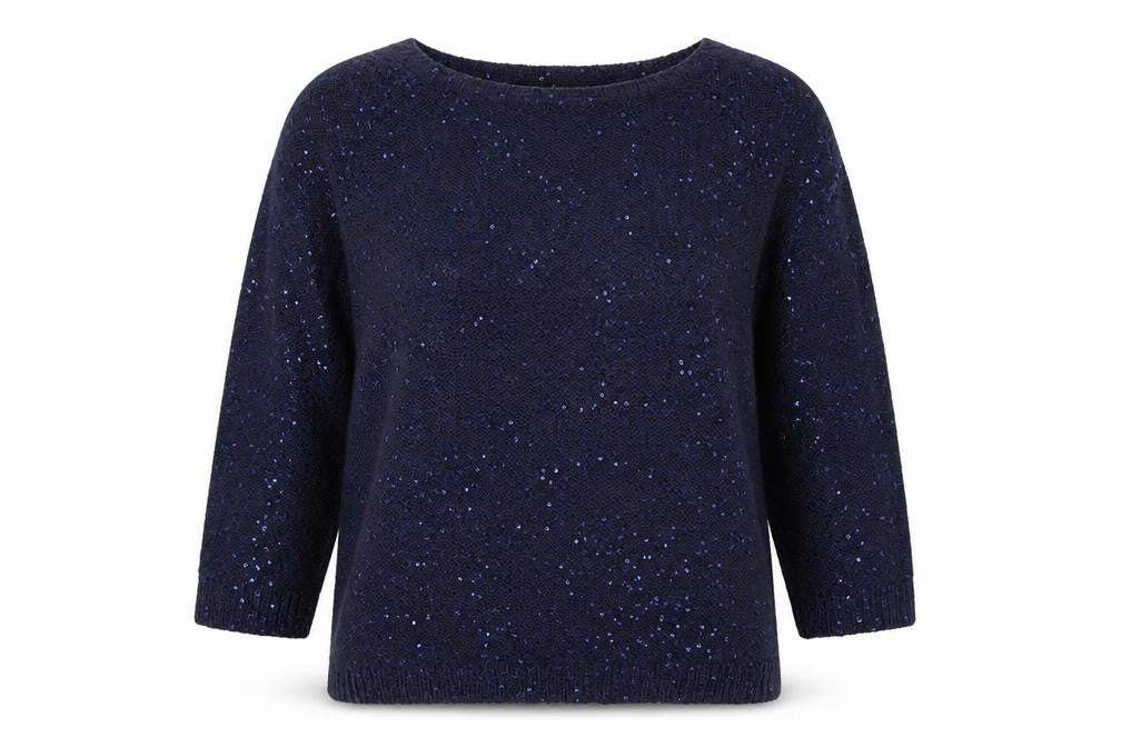 Front view of Bonmarché women’s blue jumper, size L