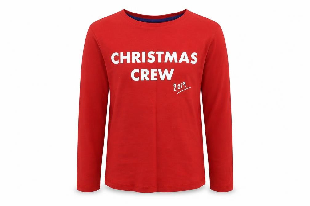 Front view of George boys’ red solid pyjama top, size 9-10, years - christmas pyjama top