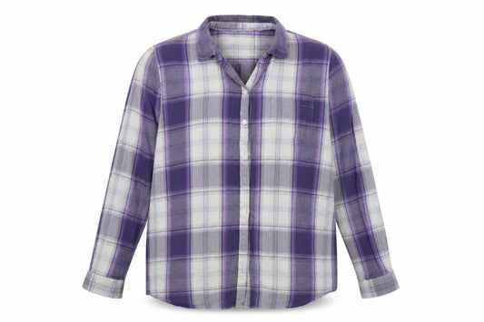 Front view of Maine New England men’s black check button-up, size 18