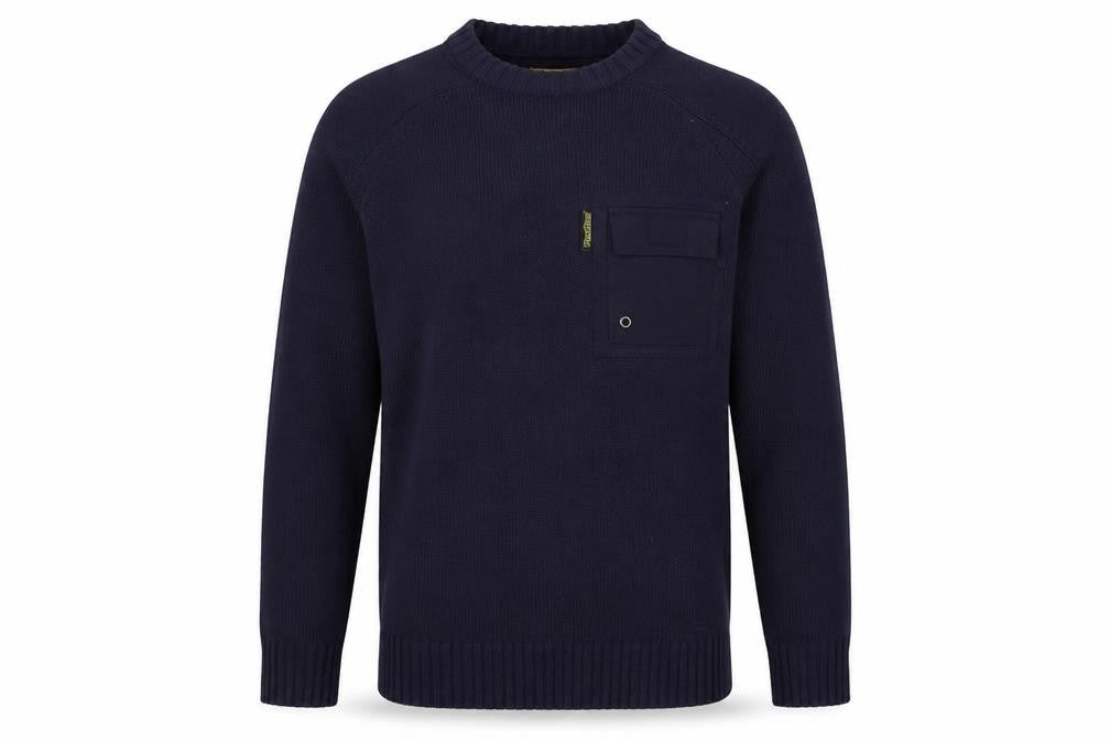 Front view of Workwear men’s blue jumper, size S