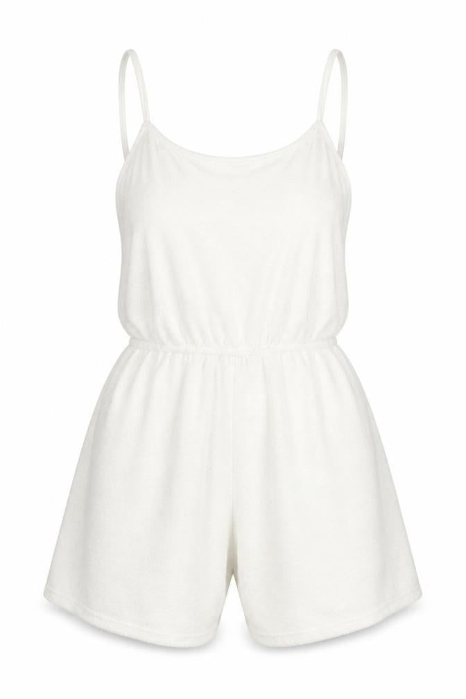 Front view of Divided women’s white jumpsuit one-piece, size L