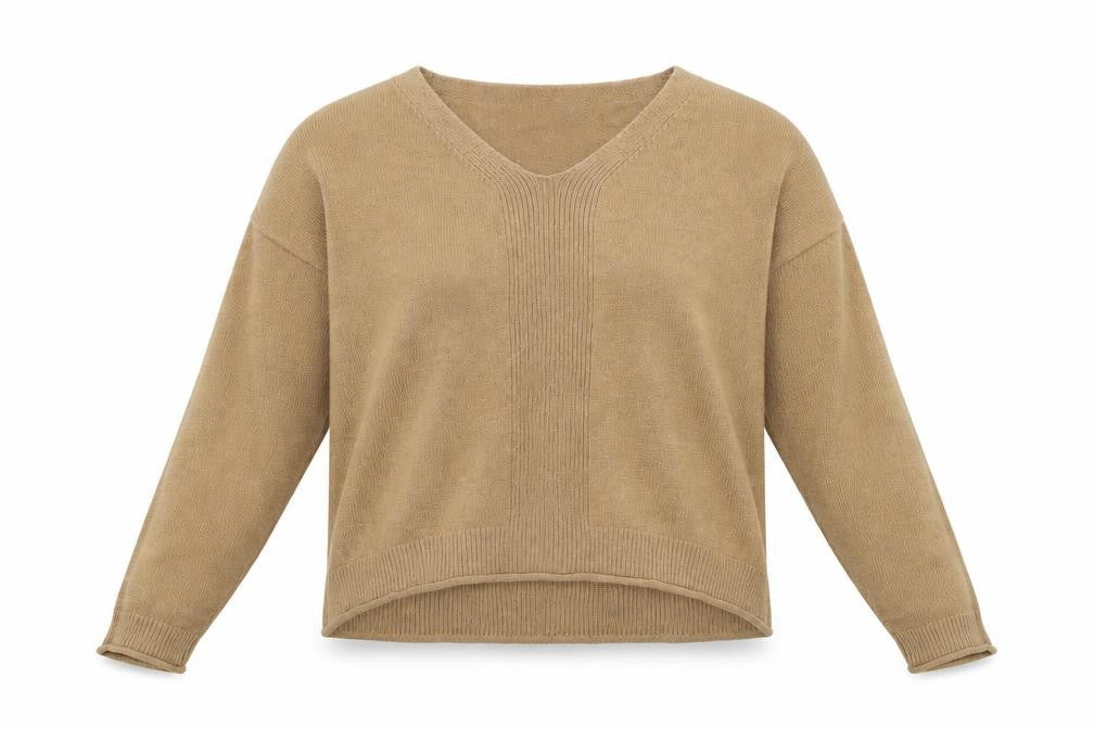 Front view of River Island women’s brown jumper, size UK 16