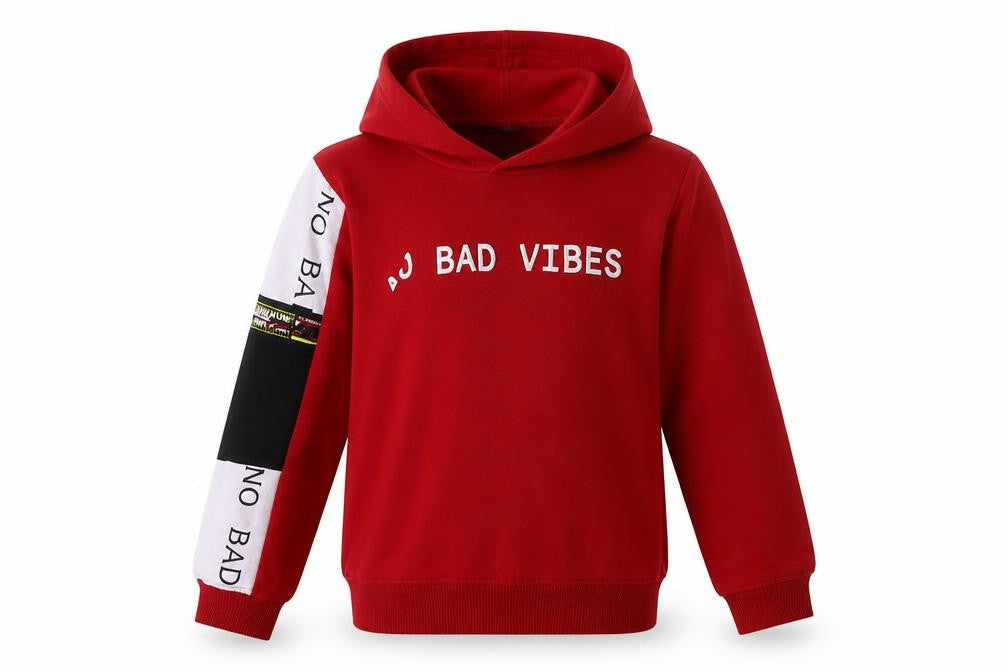 Front view of MACA BOY boys’ blue pullover hoodie, size 4, years