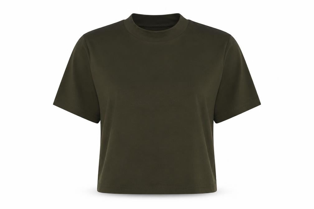 Front view of SHEIN women’s green basic t-shirt, size M